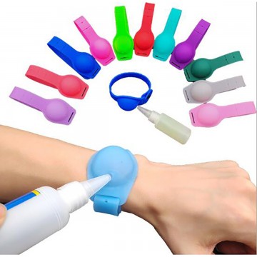 Silicone Hand Sanitizer Bracelet with Plastic Bottle